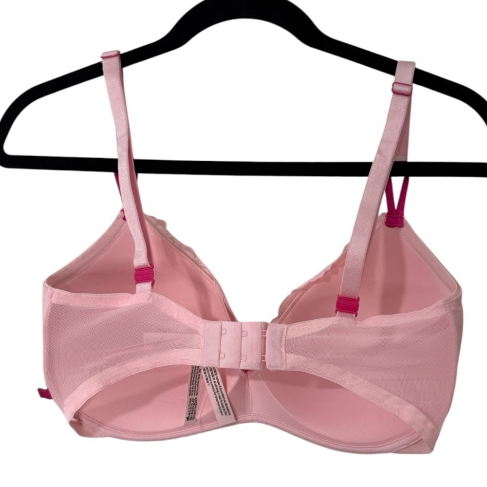 Victoria’s Secret Wireless Balconette Bra 34DDD Pink Lace Padded - Picture 2 of 4